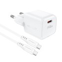 Ładowarka sieciowa Acefast A77 Mini PD 30W GaN + kabel USB-C - biała