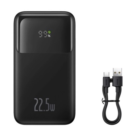 Powerbank Baseus Comet Series z wyświetlaczem 10000mAh 22.5W - czarny + kabel USB-A / USB-C