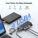 HUB Ugreen CM653 z 4 portami USB-A i kablem zasilającym USB-A - czarny