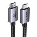 Kabel Ugreen HD171 25908 ze złączami HDMI 2.1 8K certyfikowany 1 m - szary