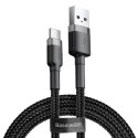 Baseus Cafule Cable wytrzymały nylonowy kabel przewód USB / USB-C QC3.0 2A 2M czarno-szary (CATKLF-CG1)