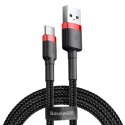 Baseus Cafule Cable wytrzymały nylonowy kabel przewód USB / USB-C QC3.0 2A 3M czarno-czerwony (CATKLF-U91)