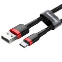 Baseus Cafule Cable wytrzymały nylonowy kabel przewód USB / USB-C QC3.0 2A 3M czarno-czerwony (CATKLF-U91)