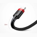 Baseus Cafule Cable wytrzymały nylonowy kabel przewód USB / USB-C QC3.0 2A 3M czarno-czerwony (CATKLF-U91)