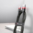 Baseus Cafule Cable wytrzymały nylonowy kabel przewód USB / USB-C QC3.0 2A 3M czarno-czerwony (CATKLF-U91)